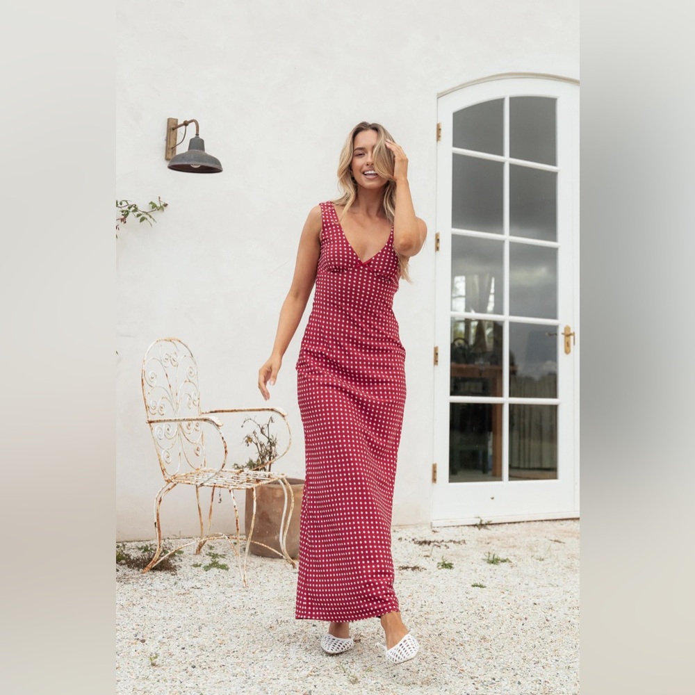 Petal and Pup LENI MAXI DRESS - RED POLKA DOT